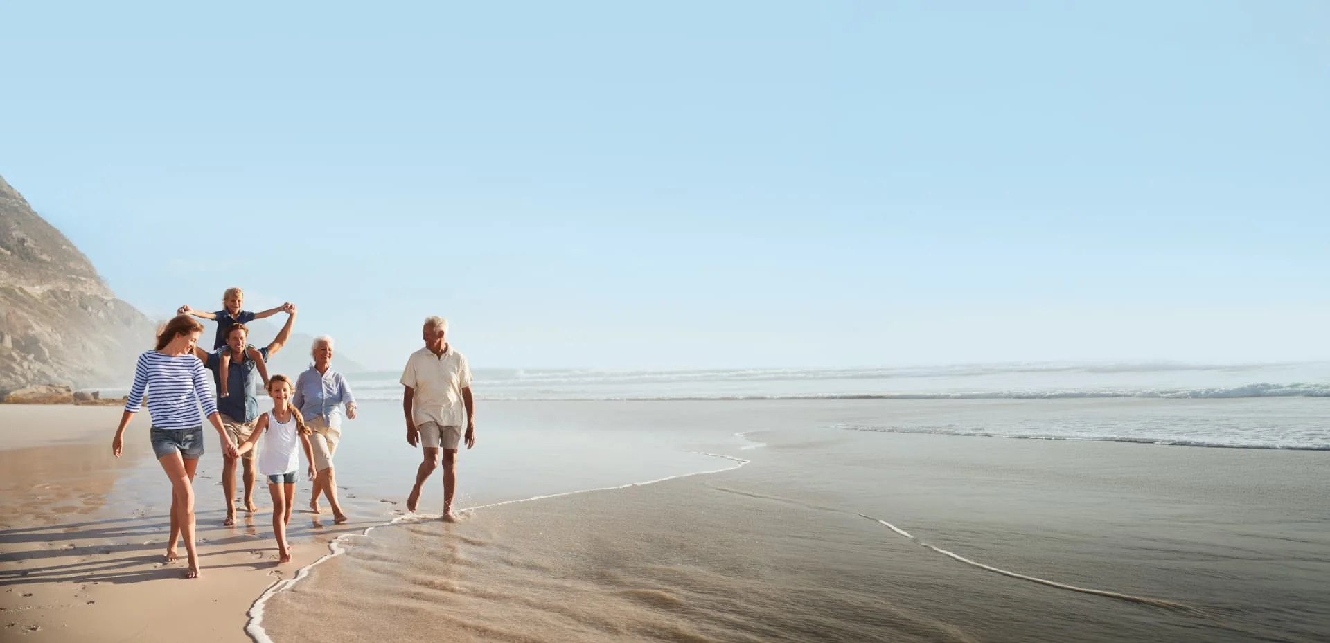 A family walking together on an Australian beach