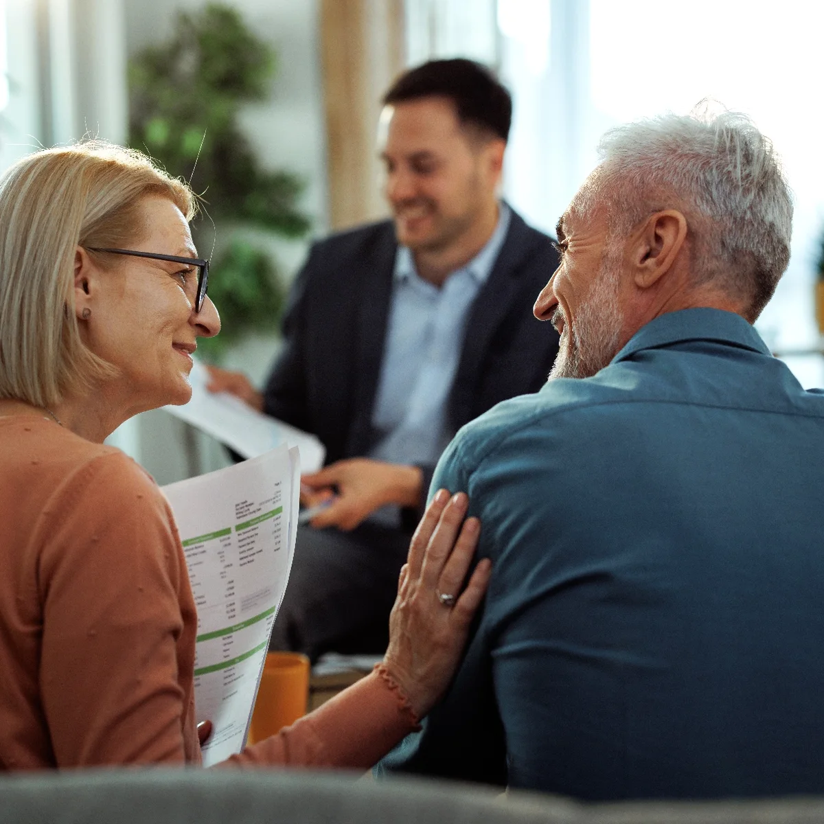 A couple reviewing their financial plans